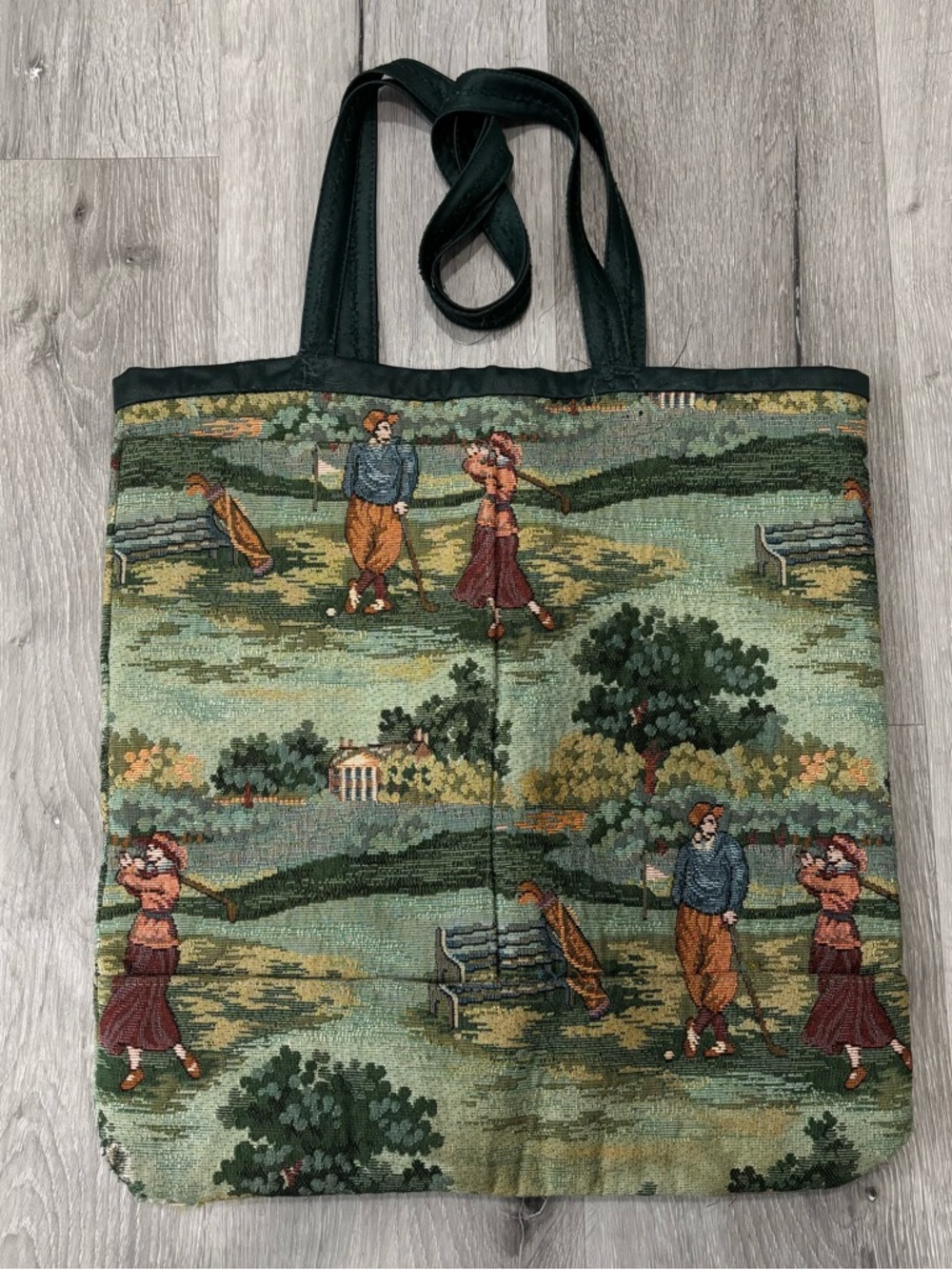 Vintage-Style Golf Tapestry Tote Bag